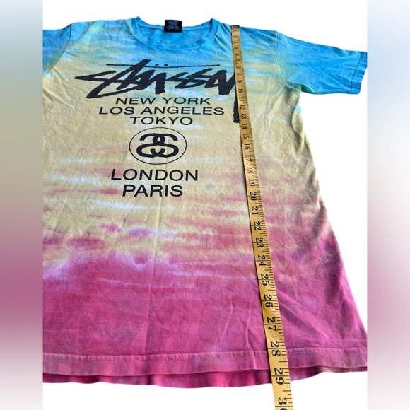 Vintage STUSSY Y2K World Tour Tie-Dye Shirt Double-Sided Graphic Tee Mexico Sz M - Picture 6 of 8